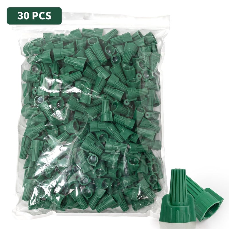 NEXUS 30PCS Green Wire Connectors Nuts with Hole, Winged Ground Wire Connectors-P99 Electrical Grounding Easy Twist-On 14-10 AWG Cables, Ensuring Secure and Reliable Wiring Connections. - Image 2
